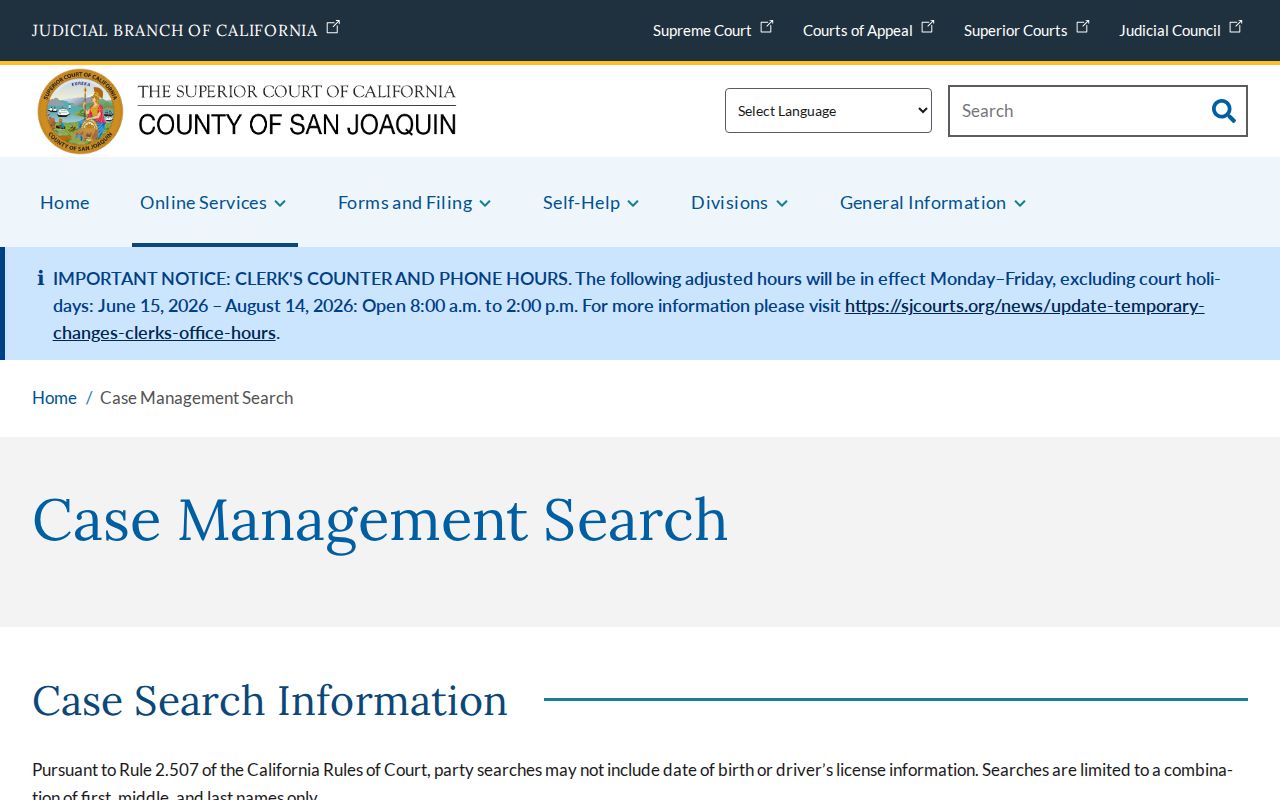 Lathrop people search through San Joaquin Superior Court records
