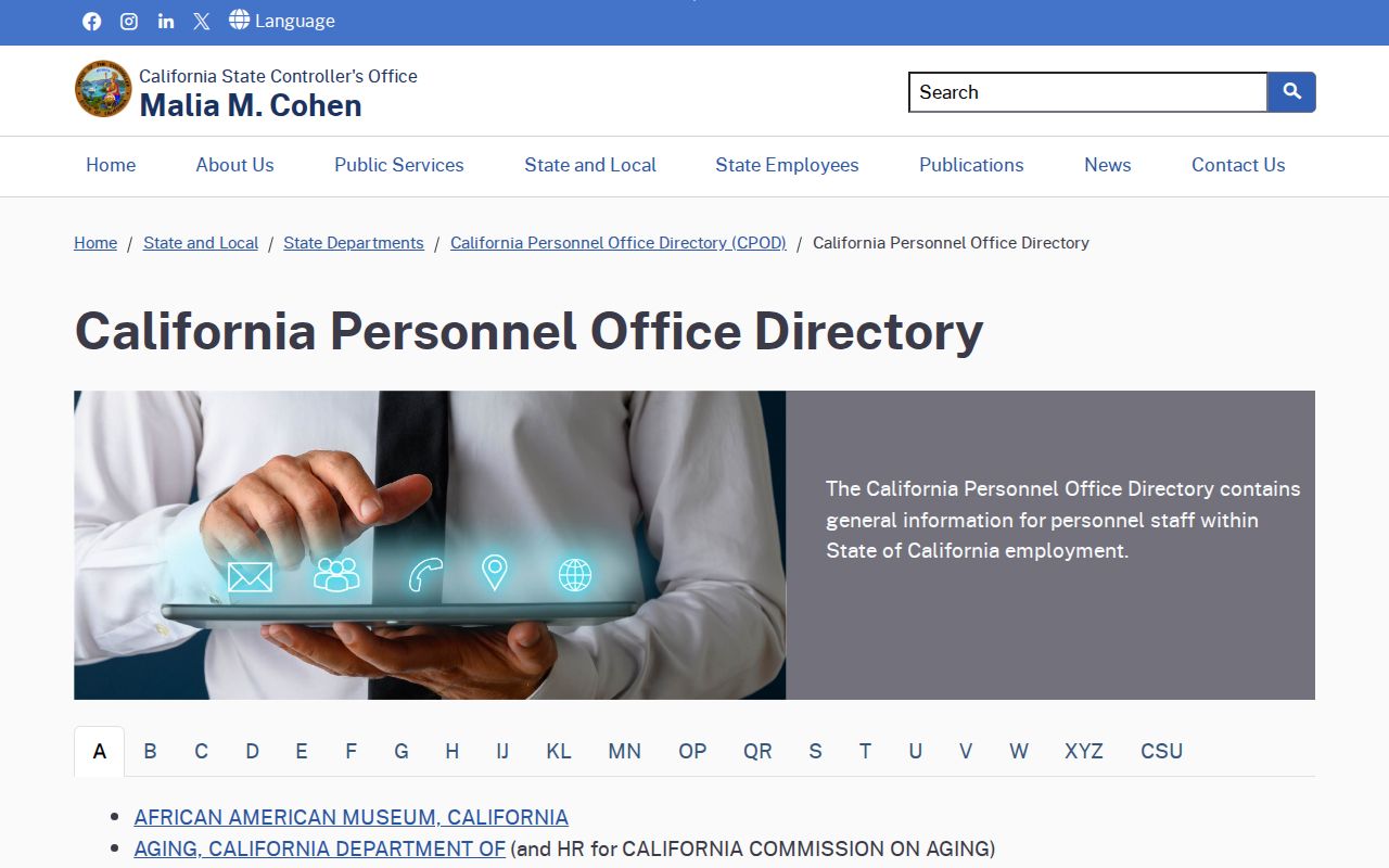 Lathrop directory for California state personnel offices