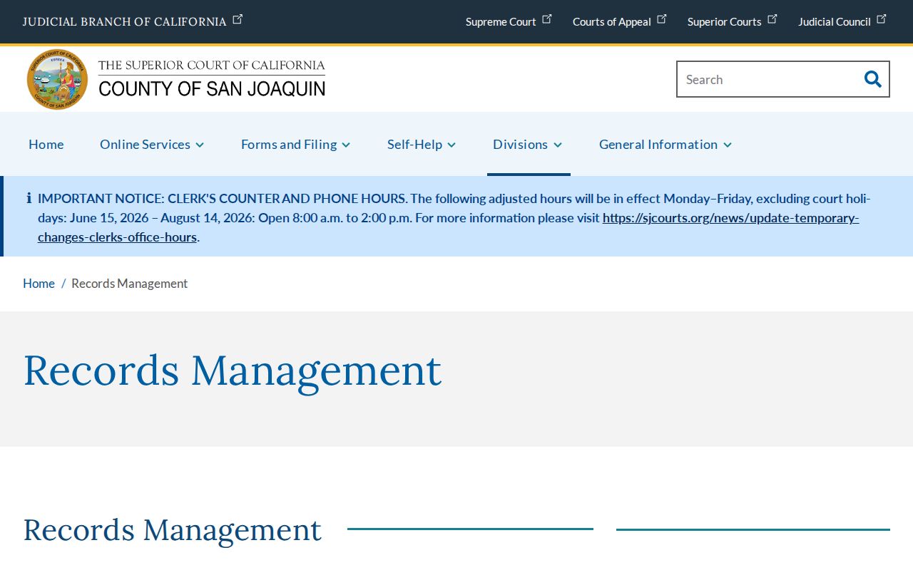 Lathrop court records copy request options from Records Management