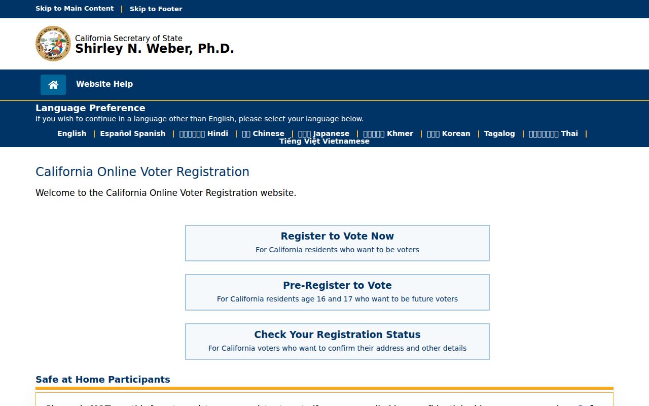 Lathrop voter records status and registration tool